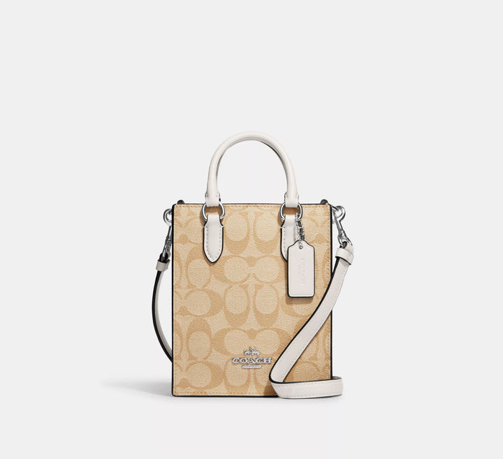 CARTERA COACH MINI TOTE NORTH SOUTH SIGNATURE CANVAS