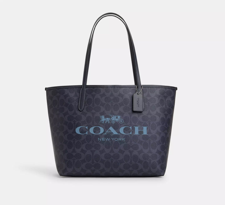 CARTERA COACH CITY TOTE SIGNATURE CANVAS LOGO