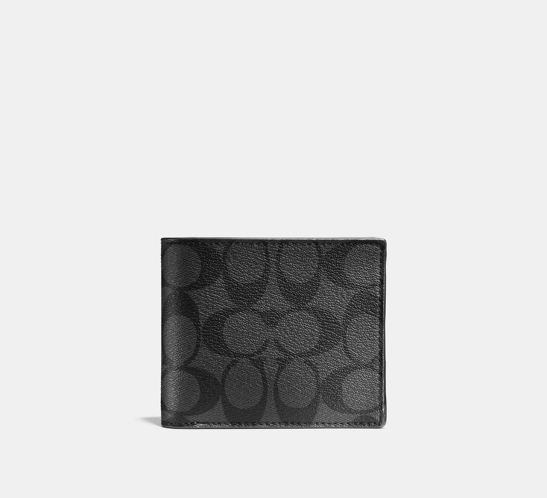 Billetera En Coach Signature Canvas Graphite Black – Triamonto