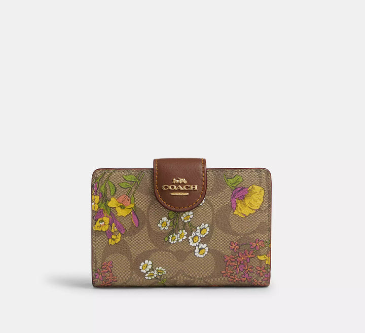 BILLETERA MEDIANA COACH SIGNATURE CANVAS FLORAL