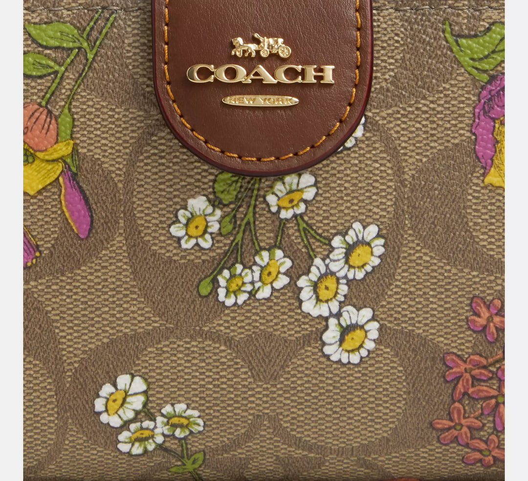 BILLETERA MEDIANA COACH SIGNATURE CANVAS FLORAL