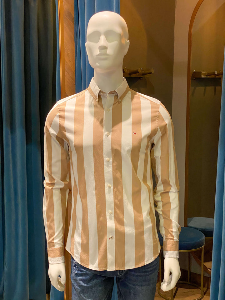 CAMISA MANGA LARGA CON RAYAS VERTICALES (Slim Fit)